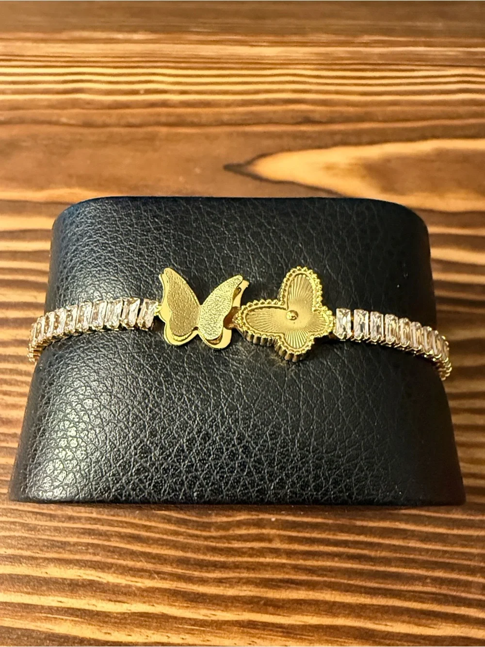 Gold Plated Butterfly & Flower Crystal Bracelet - Women Accessorie